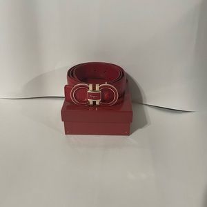 Ferragamo Belt Size M Red and Gold